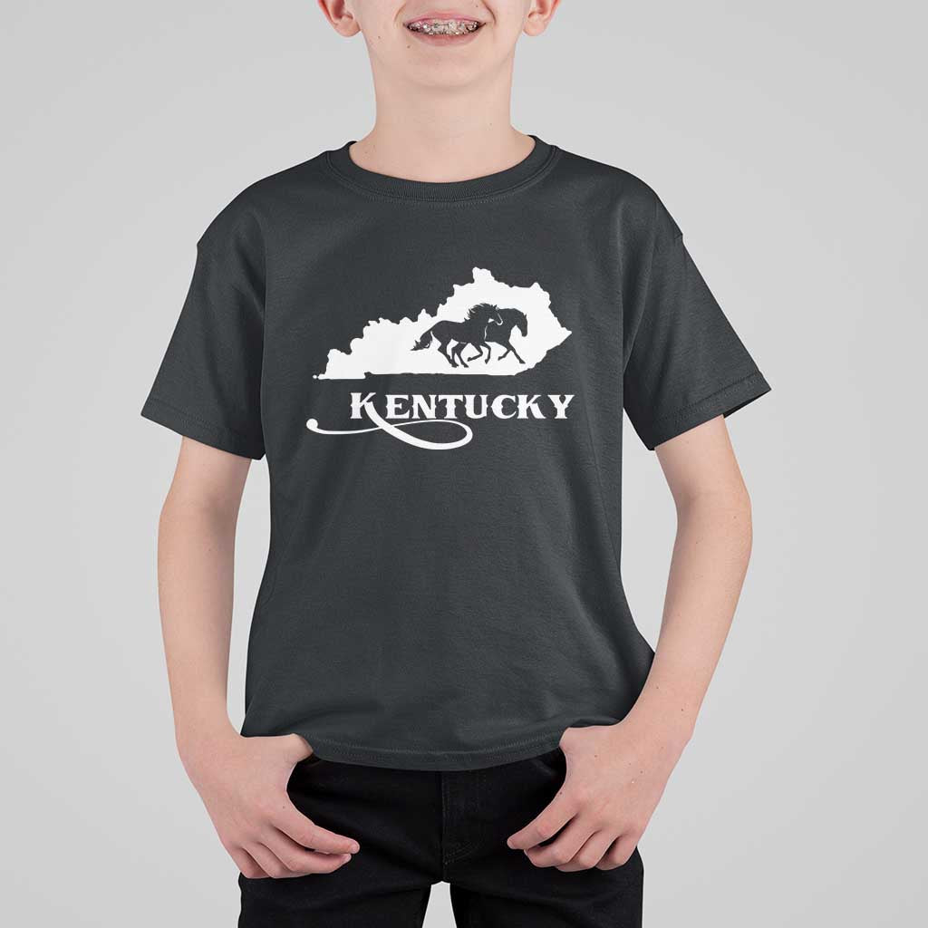 Kentucky Horse Map State Derby Day T Shirt For Kid