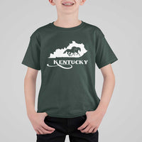 Kentucky Horse Map State Derby Day T Shirt For Kid