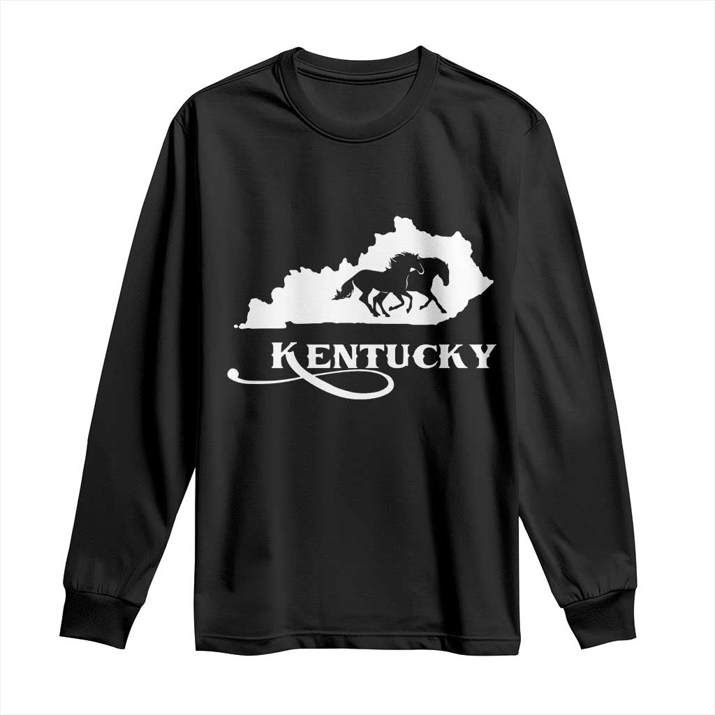 Kentucky Horse Map State Derby Day Long Sleeve Shirt