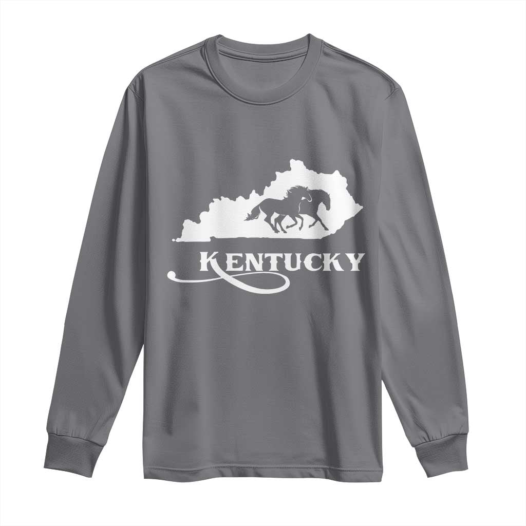 Kentucky Horse Map State Derby Day Long Sleeve Shirt
