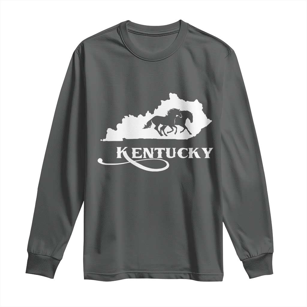 Kentucky Horse Map State Derby Day Long Sleeve Shirt