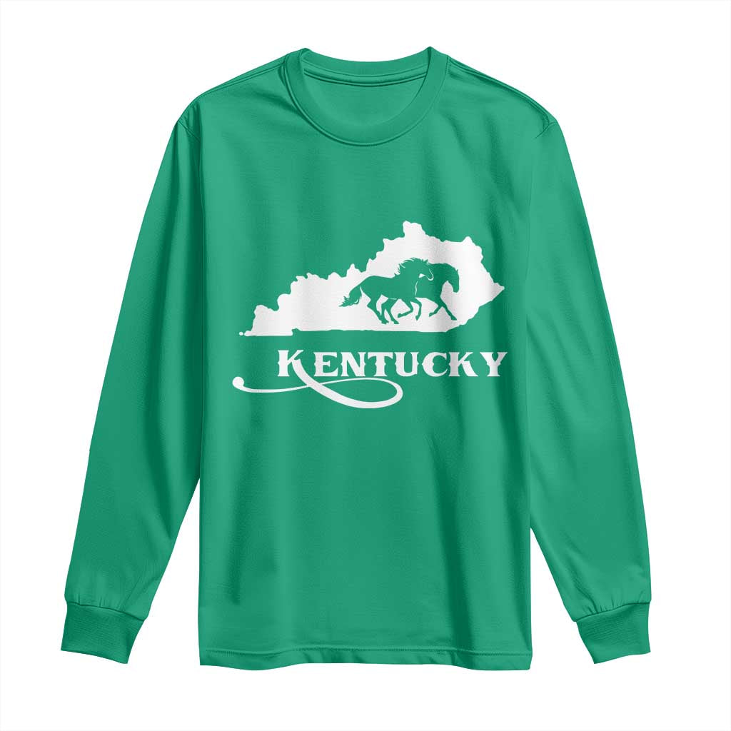 Kentucky Horse Map State Derby Day Long Sleeve Shirt