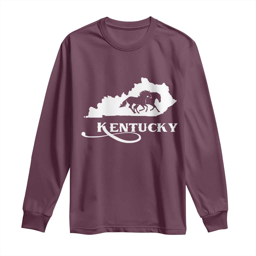 Kentucky Horse Map State Derby Day Long Sleeve Shirt