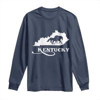 Kentucky Horse Map State Derby Day Long Sleeve Shirt