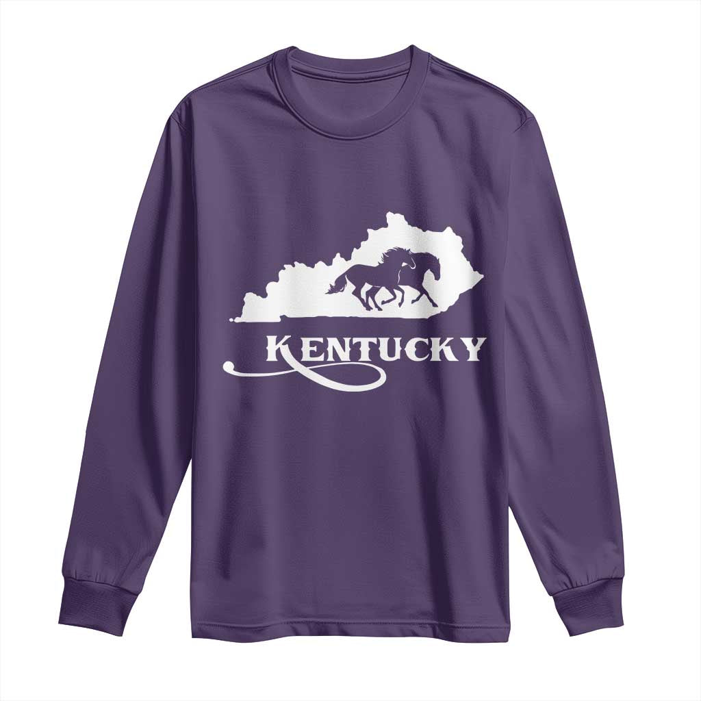 Kentucky Horse Map State Derby Day Long Sleeve Shirt