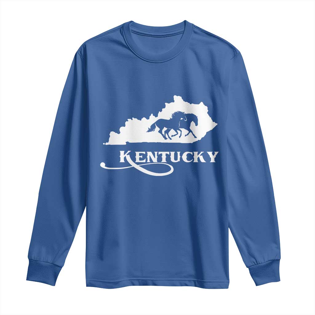 Kentucky Horse Map State Derby Day Long Sleeve Shirt