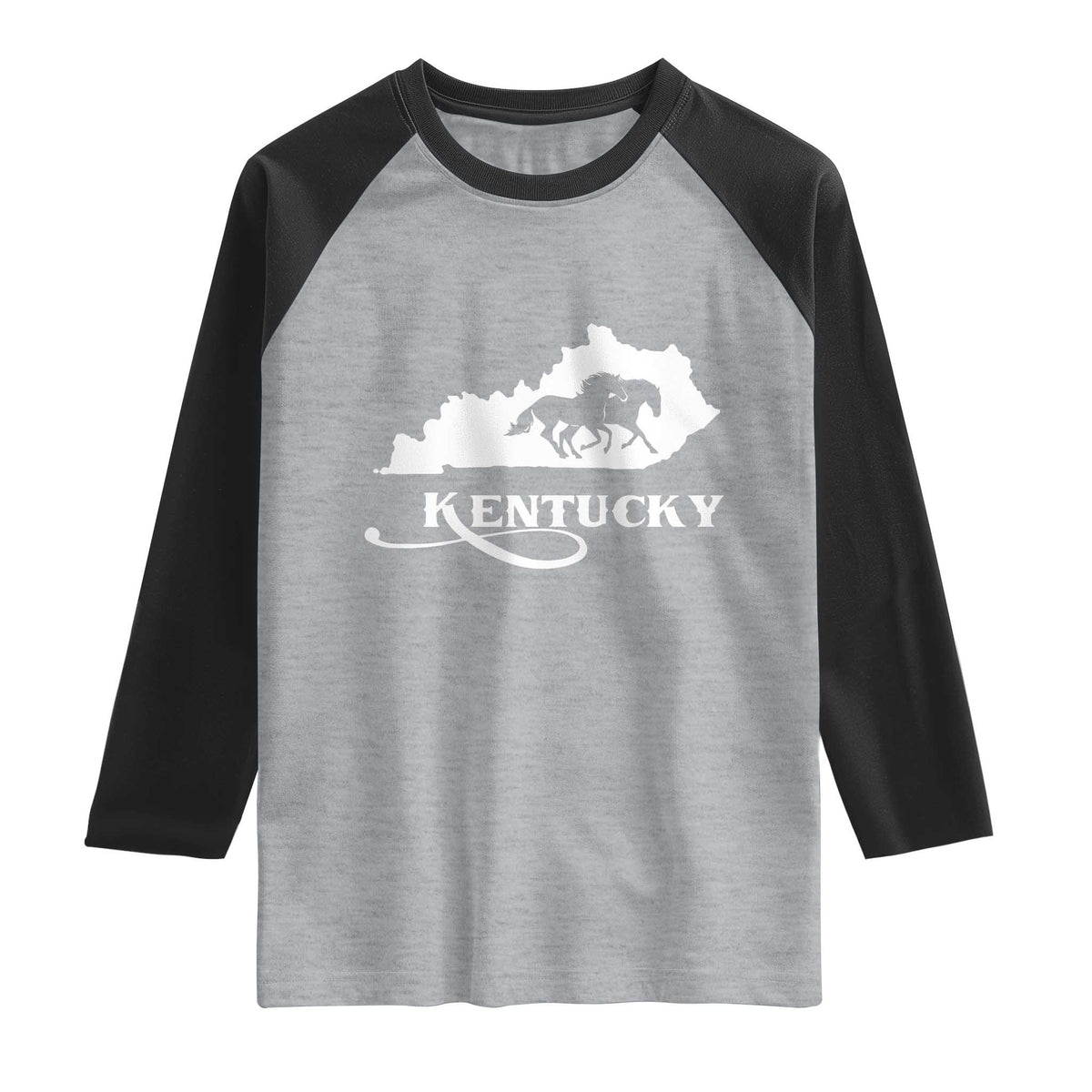 Kentucky Horse Map State Derby Day Raglan Shirt