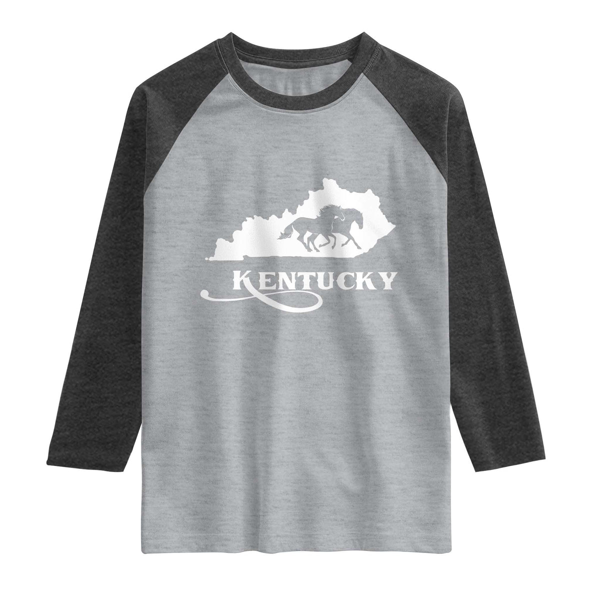 Kentucky Horse Map State Derby Day Raglan Shirt