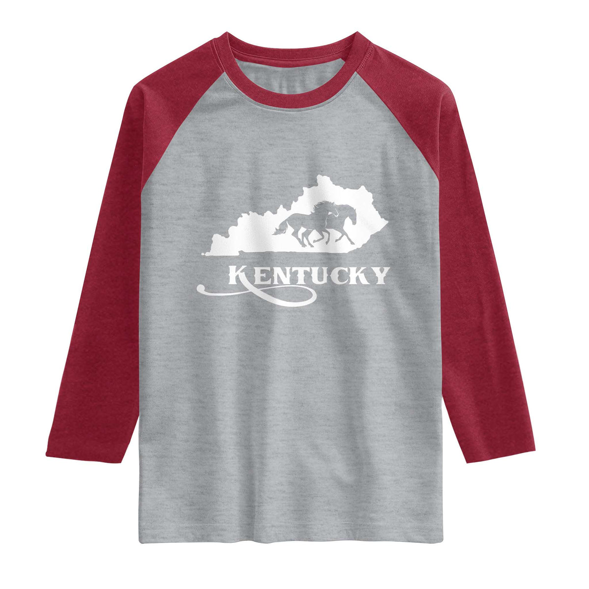 Kentucky Horse Map State Derby Day Raglan Shirt