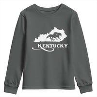 Kentucky Horse Map State Derby Day Youth Sweatshirt