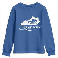 Kentucky Horse Map State Derby Day Youth Sweatshirt