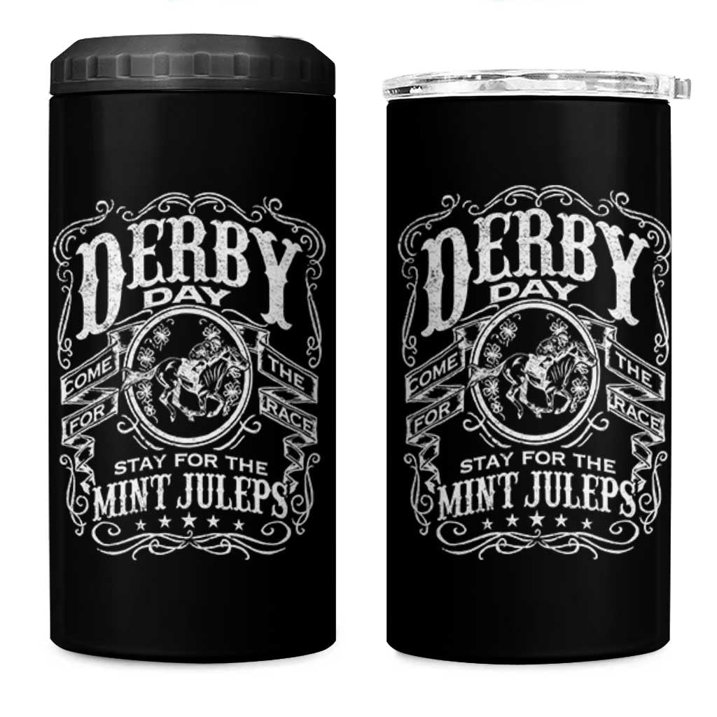 Derby Day Come For The Track Stay For The Mint Juleps 4 in 1 Can Cooler Tumbler Horse Racing