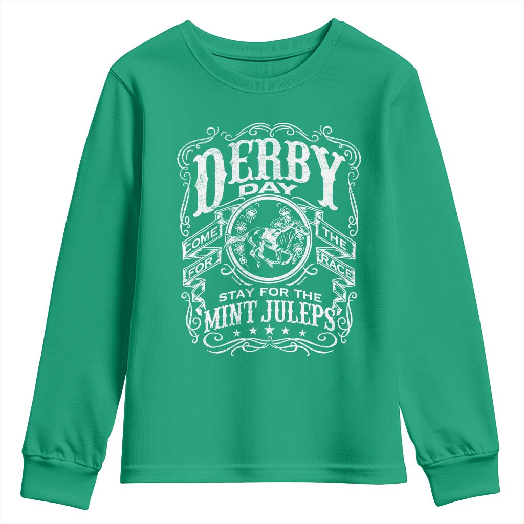 Derby Day Come For The Track Stay For The Mint Juleps Youth Sweatshirt Horse Racing