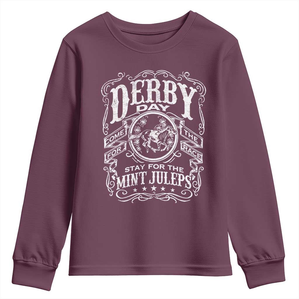 Derby Day Come For The Track Stay For The Mint Juleps Youth Sweatshirt Horse Racing