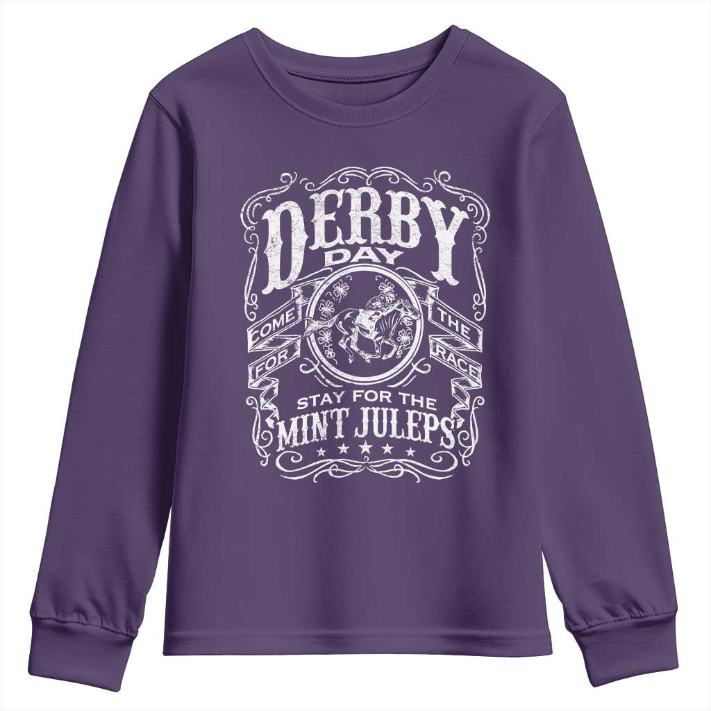 Derby Day Come For The Track Stay For The Mint Juleps Youth Sweatshirt Horse Racing