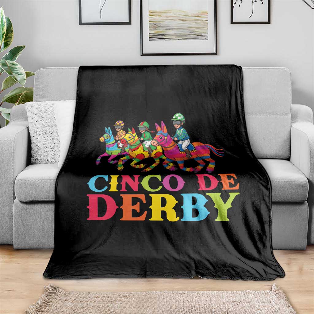 Cinco De Derby Throw Blanket Funny Mexican Derby Pinata Horse Race
