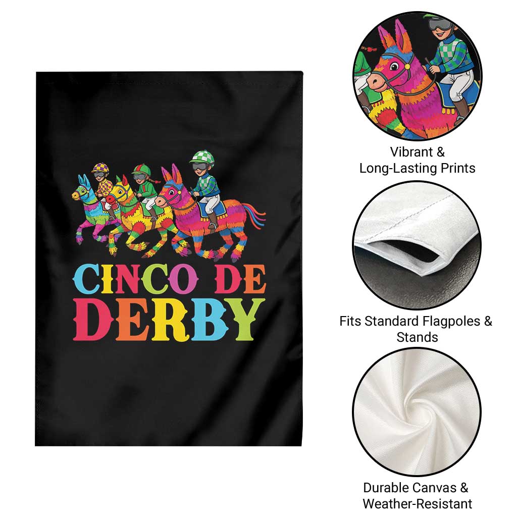Cinco De Derby Garden Flag Funny Mexican Derby Pinata Horse Race