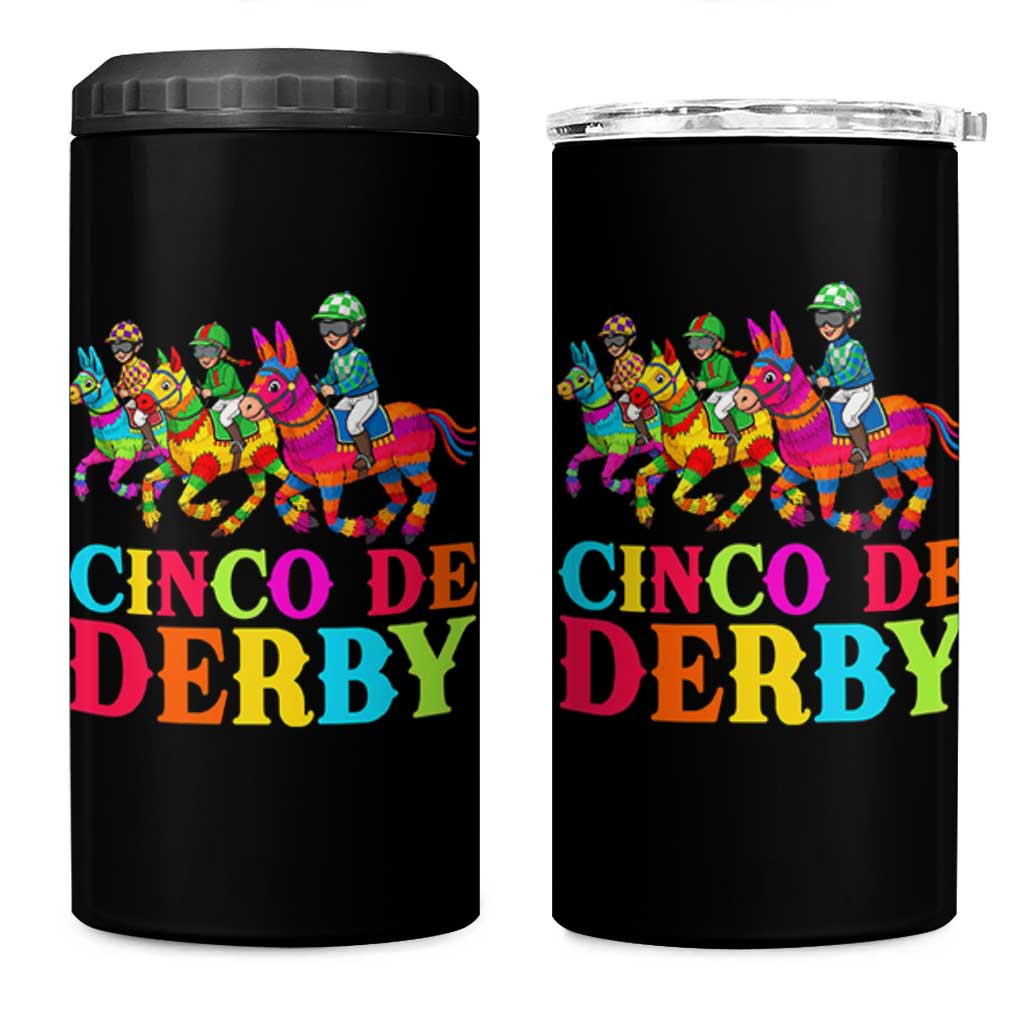 Cinco De Derby 4 in 1 Can Cooler Tumbler Funny Mexican Derby Pinata Horse Race
