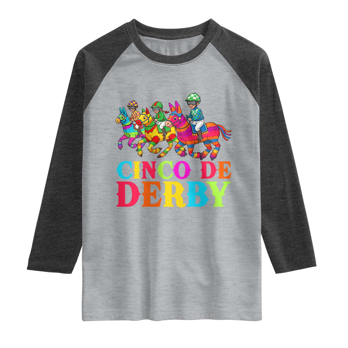 Cinco De Derby Raglan Shirt Funny Mexican Derby Pinata Horse Race