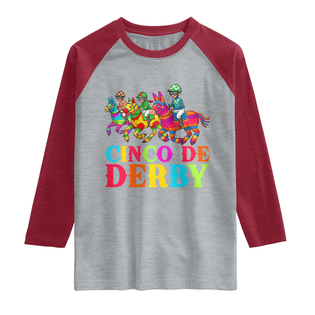 Cinco De Derby Raglan Shirt Funny Mexican Derby Pinata Horse Race