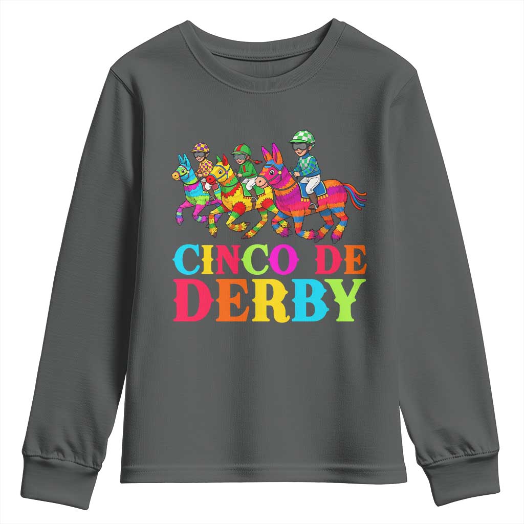 Cinco De Derby Youth Sweatshirt Funny Mexican Derby Pinata Horse Race