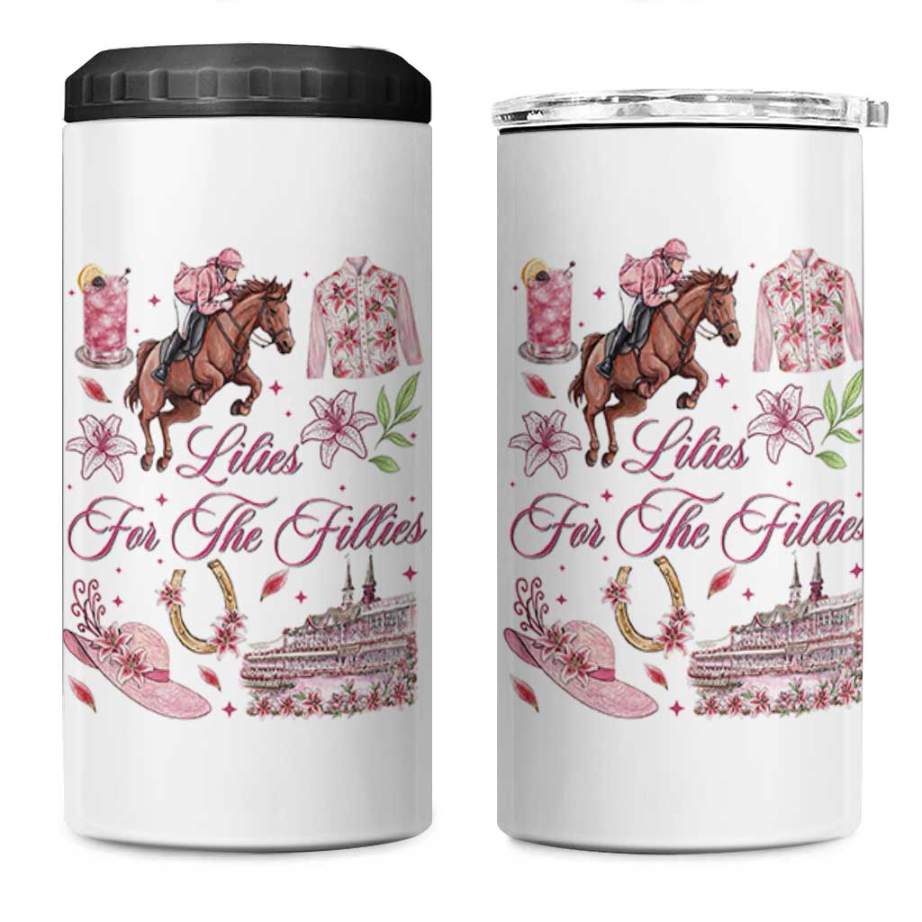 Derby Horse Racing Day 4 in 1 Can Cooler Tumbler Lilies For The Fillies Stargazer Lily Flower