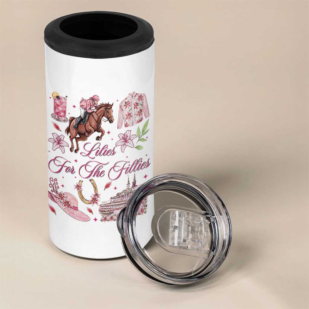 Derby Horse Racing Day 4 in 1 Can Cooler Tumbler Lilies For The Fillies Stargazer Lily Flower