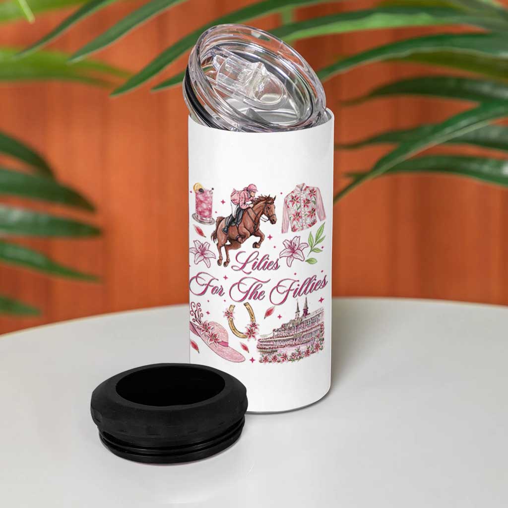 Derby Horse Racing Day 4 in 1 Can Cooler Tumbler Lilies For The Fillies Stargazer Lily Flower