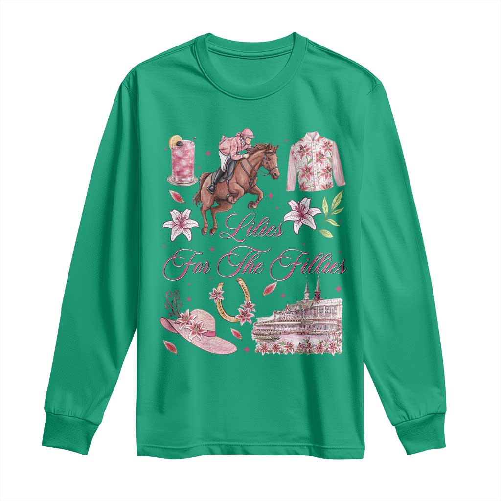 Derby Horse Racing Day Long Sleeve Shirt Lilies For The Fillies Stargazer Lily Flower