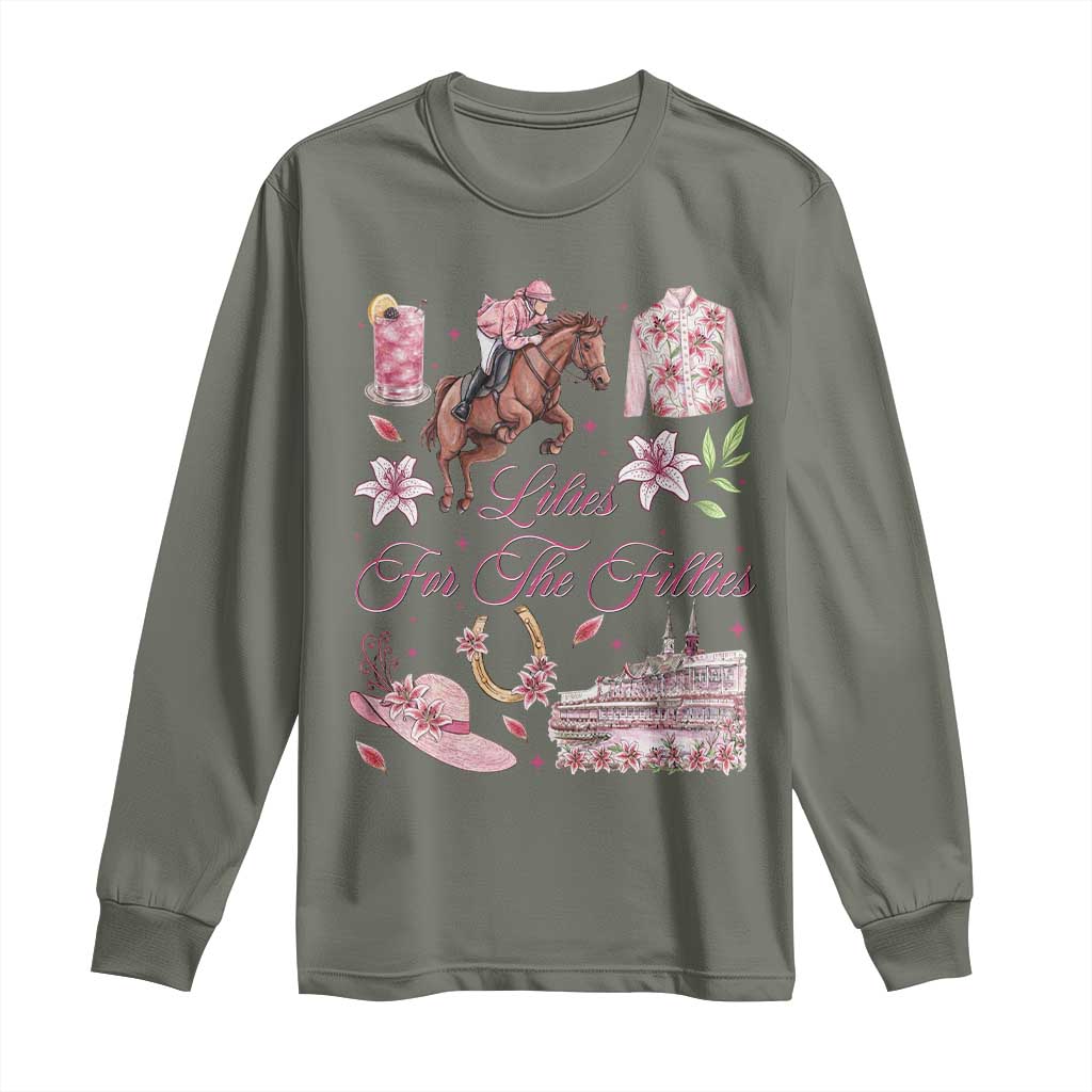 Derby Horse Racing Day Long Sleeve Shirt Lilies For The Fillies Stargazer Lily Flower