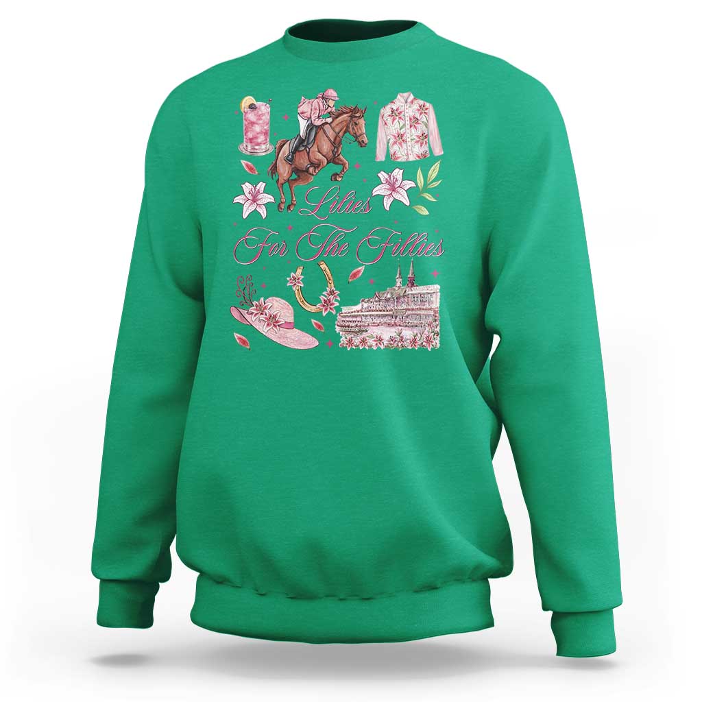 Derby Horse Racing Day Sweatshirt Lilies For The Fillies Stargazer Lily Flower