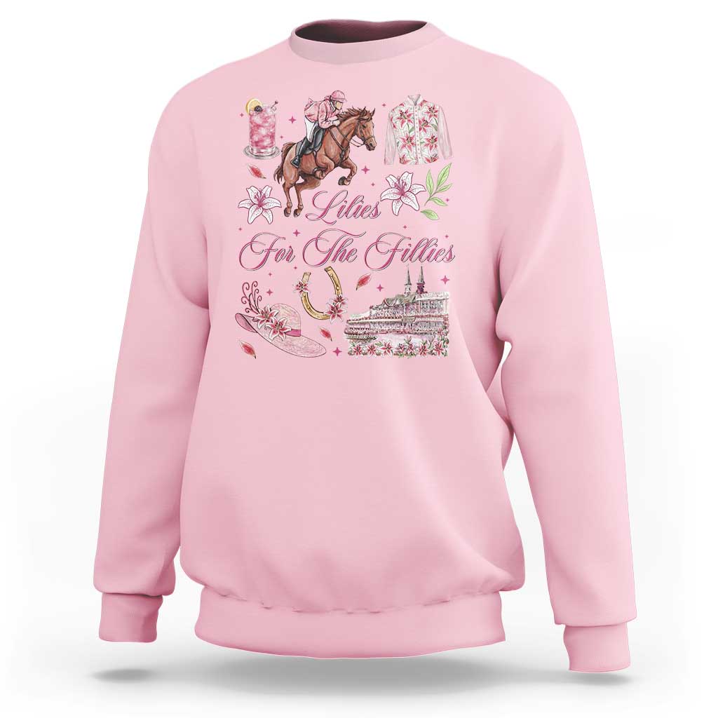 Derby Horse Racing Day Sweatshirt Lilies For The Fillies Stargazer Lily Flower