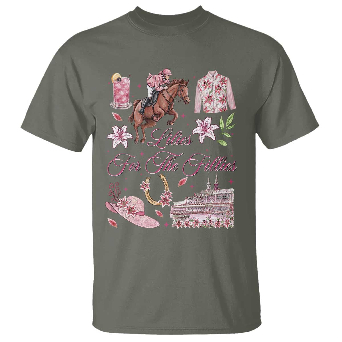 Derby Horse Racing Day T Shirt Lilies For The Fillies Stargazer Lily Flower