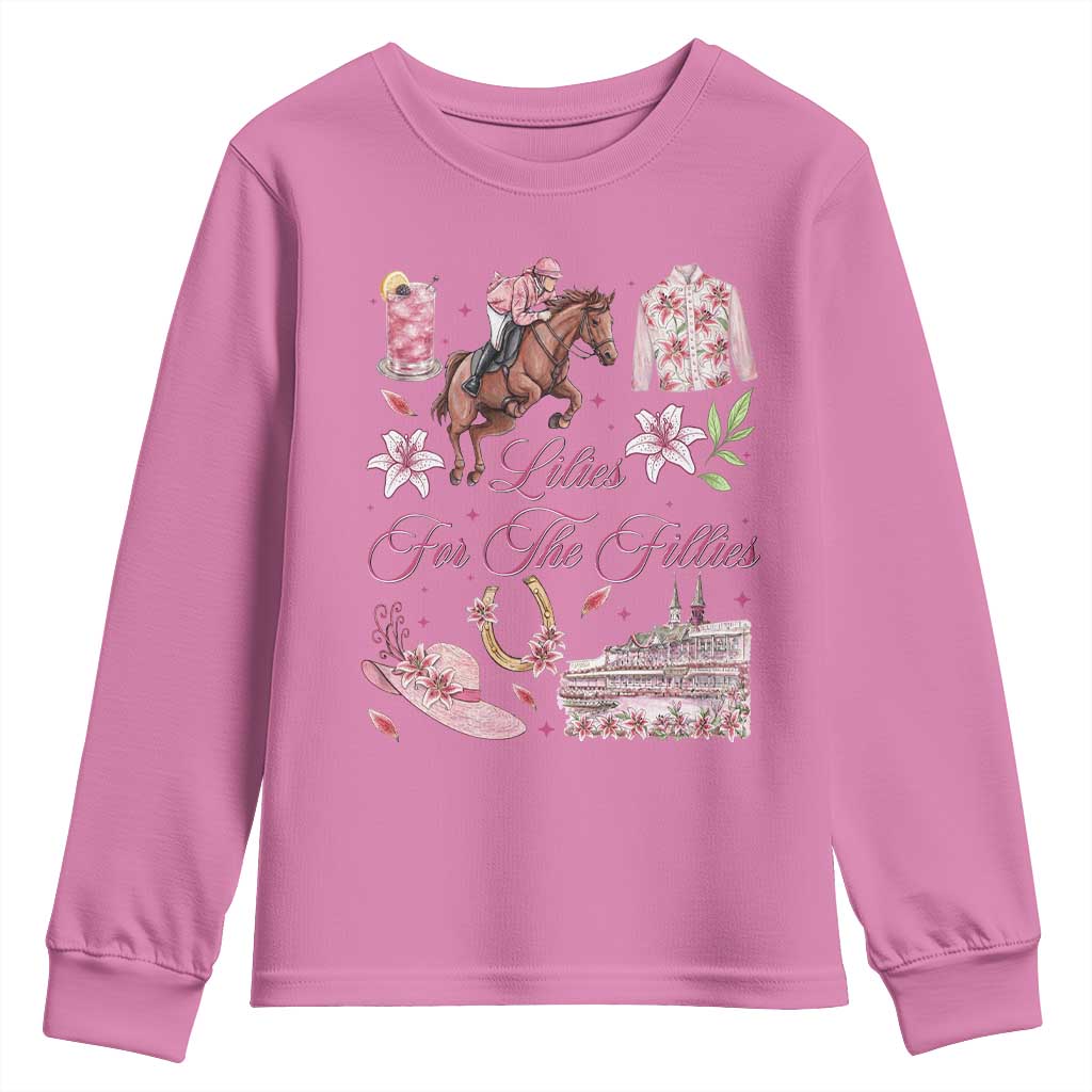 Derby Horse Racing Day Youth Sweatshirt Lilies For The Fillies Stargazer Lily Flower