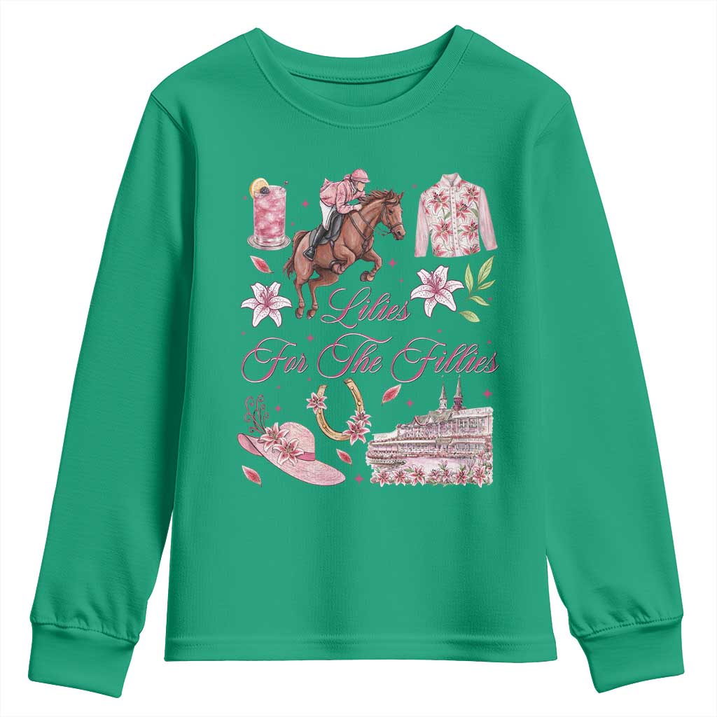 Derby Horse Racing Day Youth Sweatshirt Lilies For The Fillies Stargazer Lily Flower