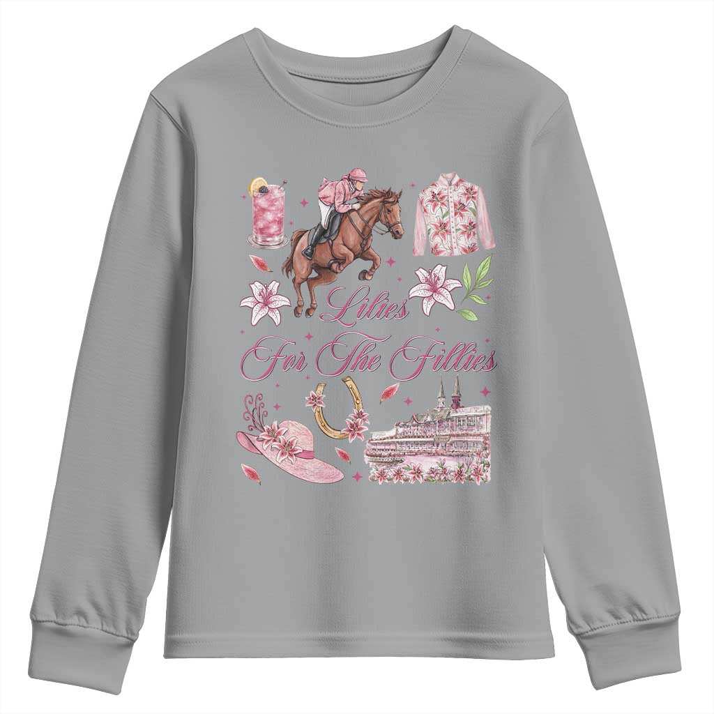 Derby Horse Racing Day Youth Sweatshirt Lilies For The Fillies Stargazer Lily Flower