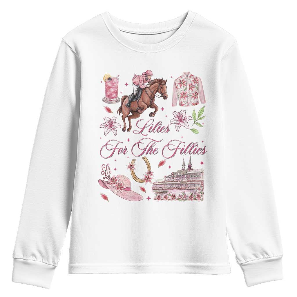 Derby Horse Racing Day Youth Sweatshirt Lilies For The Fillies Stargazer Lily Flower
