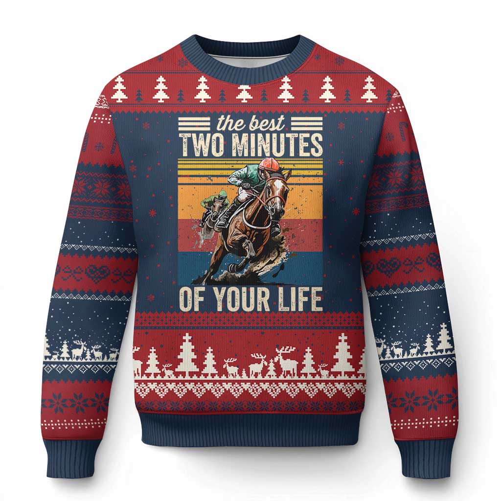 Horse Race Derby Ugly Christmas Sweater The Best Two Minutes Of Your Life