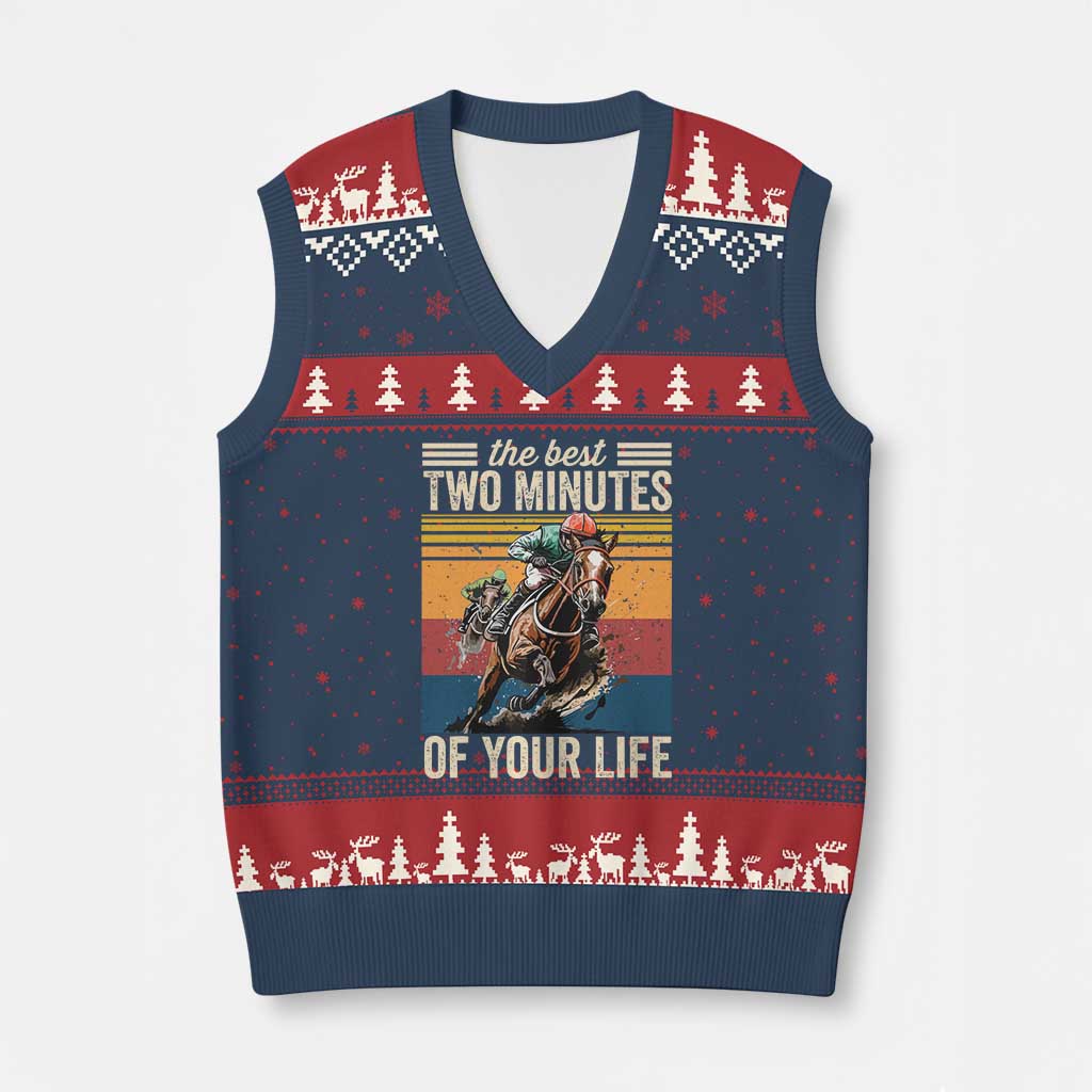 Horse Race Derby V-Neck Knit Sweater Vest The Best Two Minutes Of Your Life