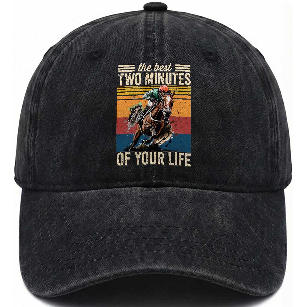 Horse Race Derby Washed Cotton Baseball Cap The Best Two Minutes Of Your Life