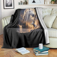 Horse Neighing To The Moon Throw Blanket Vintage 90s Animal Horse Lover Equestrian
