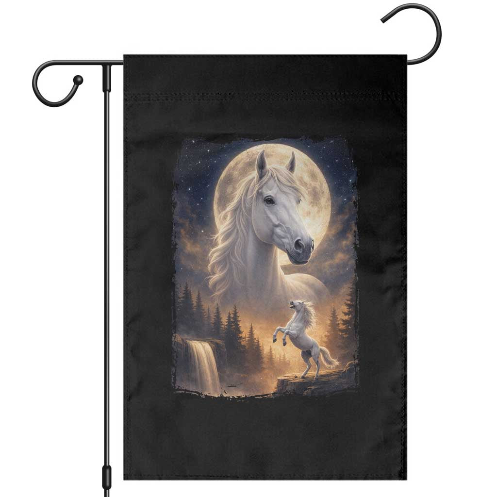 Horse Neighing To The Moon Garden Flag Vintage 90s Animal Horse Lover Equestrian