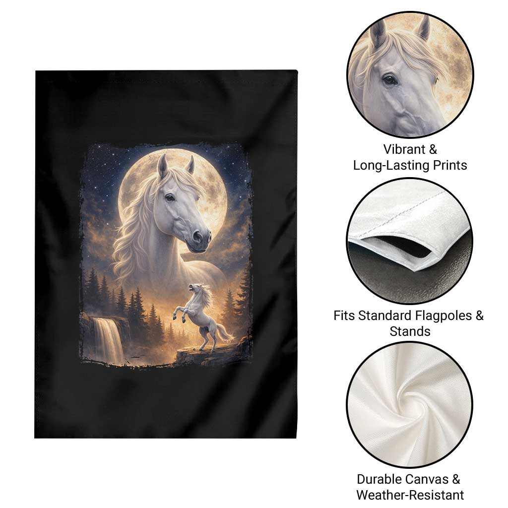 Horse Neighing To The Moon Garden Flag Vintage 90s Animal Horse Lover Equestrian