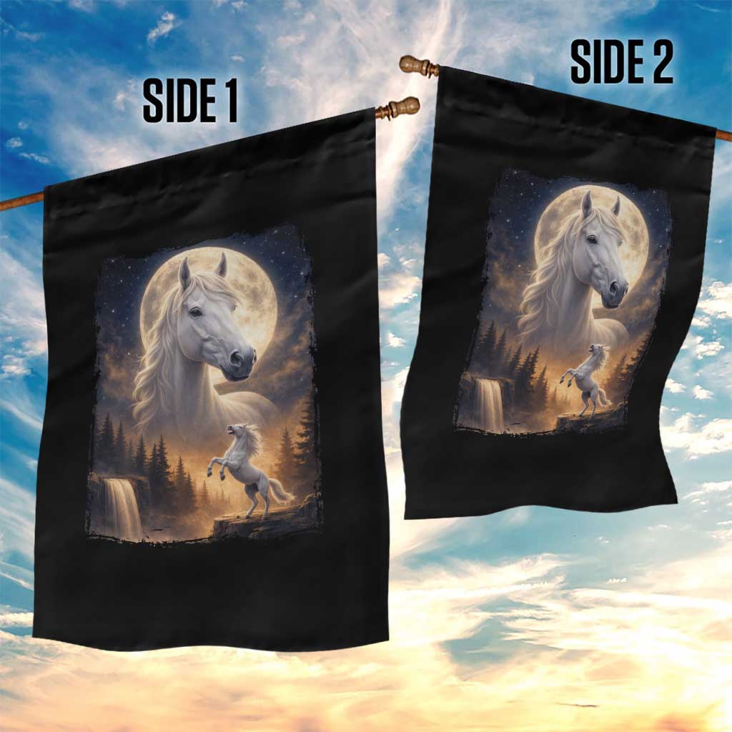 Horse Neighing To The Moon Garden Flag Vintage 90s Animal Horse Lover Equestrian