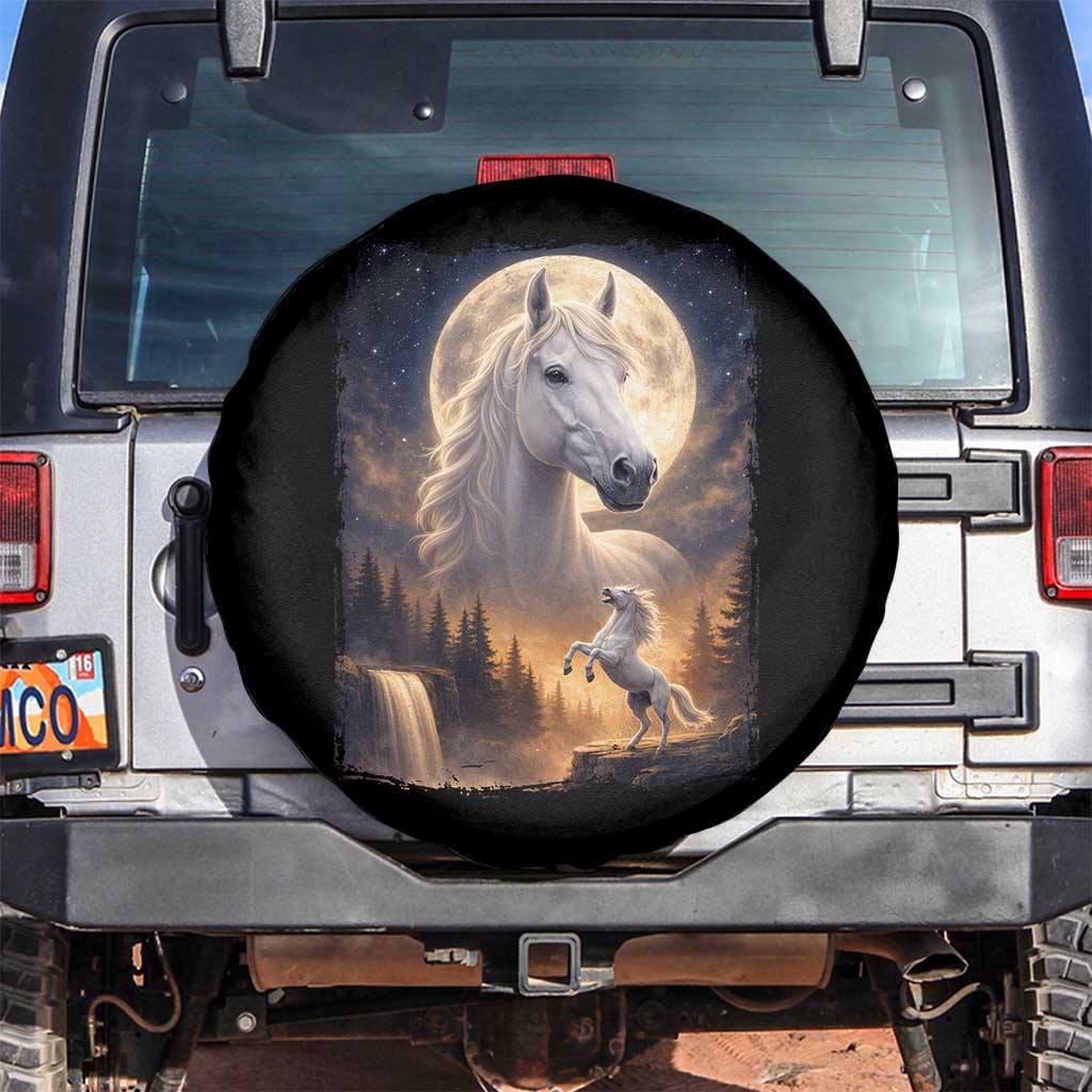 Horse Neighing To The Moon Spare Tire Cover Vintage 90s Animal Horse Lover Equestrian