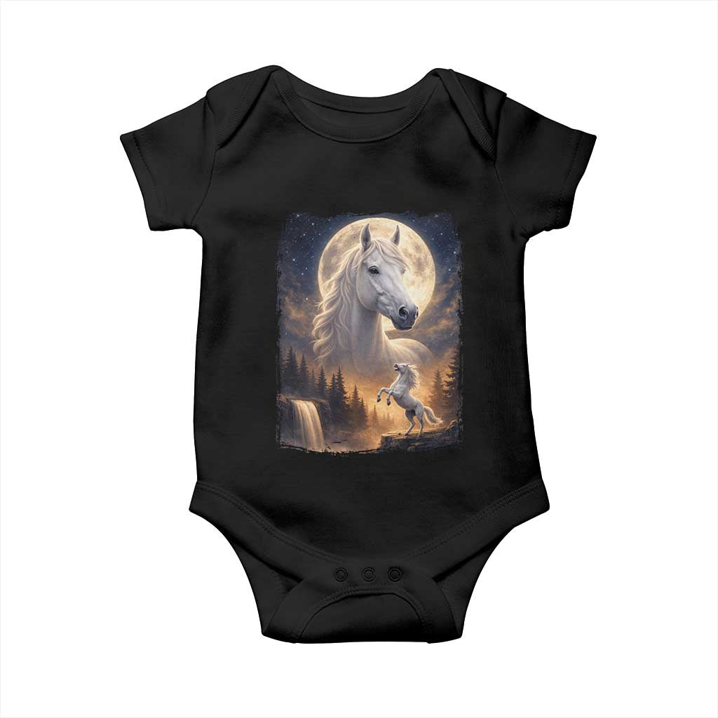 Horse Neighing To The Moon Baby Onesie Vintage 90s Animal Horse Lover Equestrian