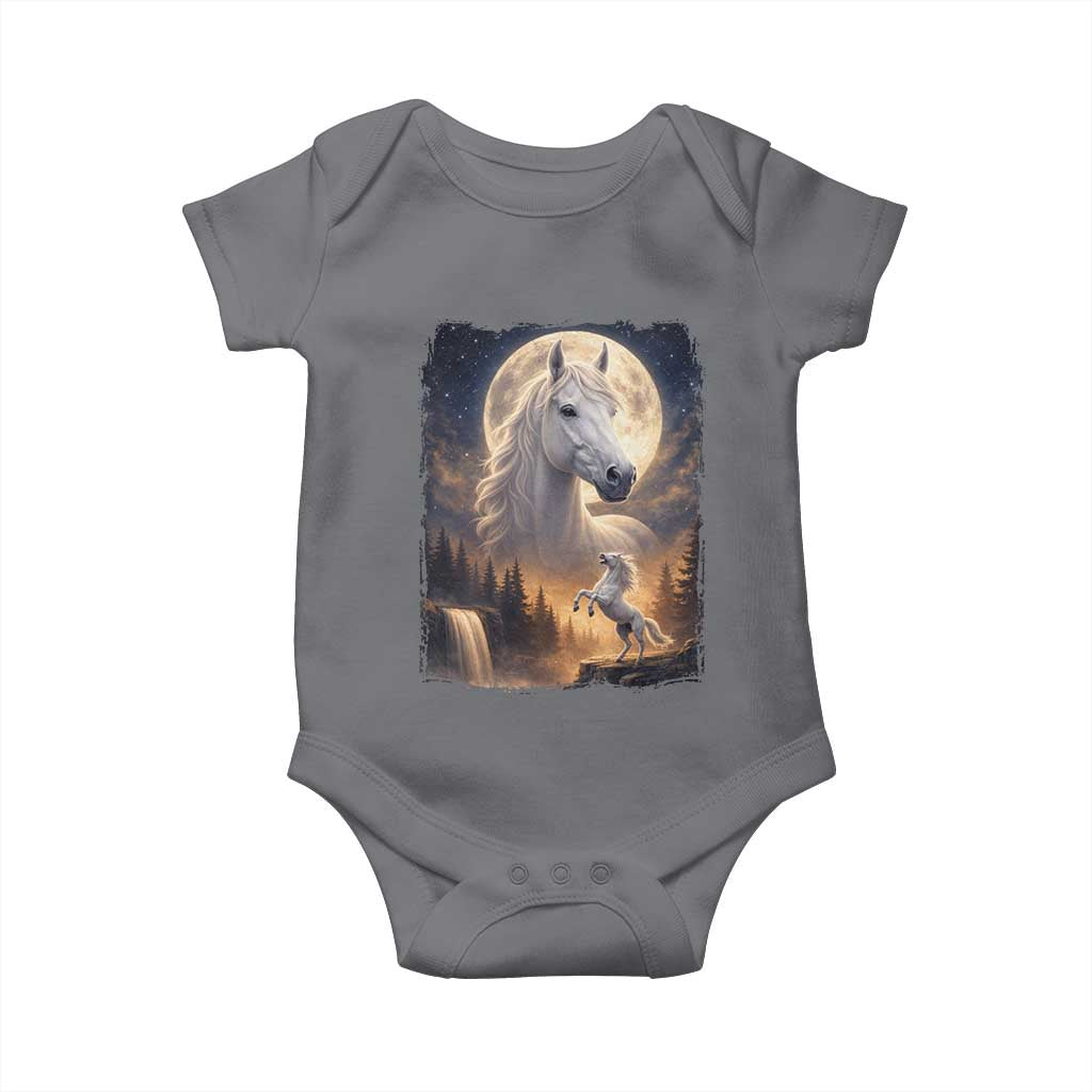 Horse Neighing To The Moon Baby Onesie Vintage 90s Animal Horse Lover Equestrian