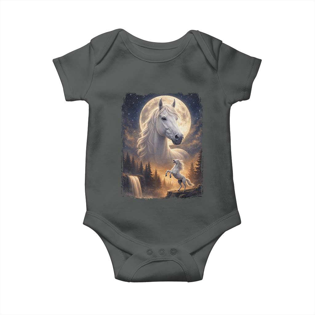 Horse Neighing To The Moon Baby Onesie Vintage 90s Animal Horse Lover Equestrian