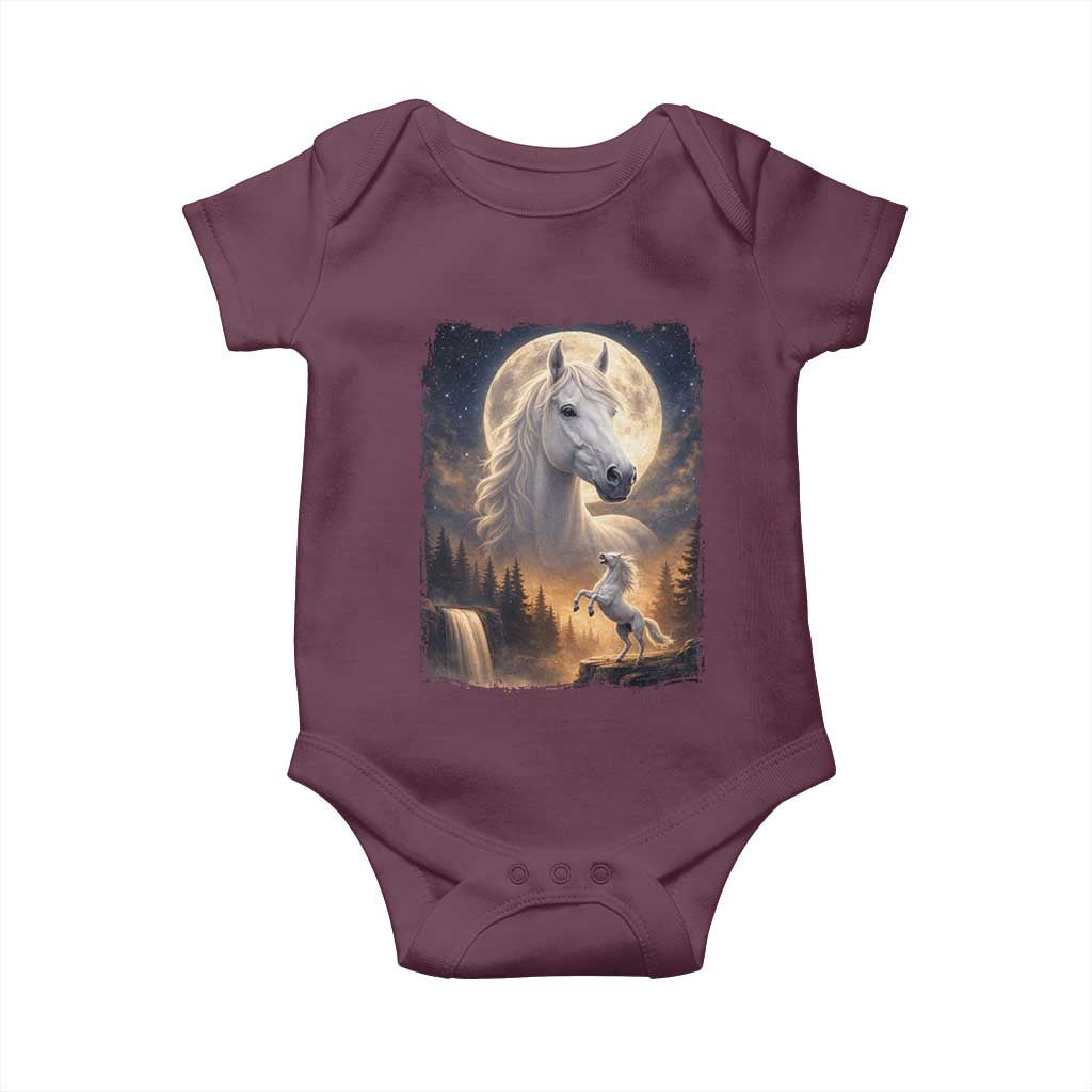 Horse Neighing To The Moon Baby Onesie Vintage 90s Animal Horse Lover Equestrian