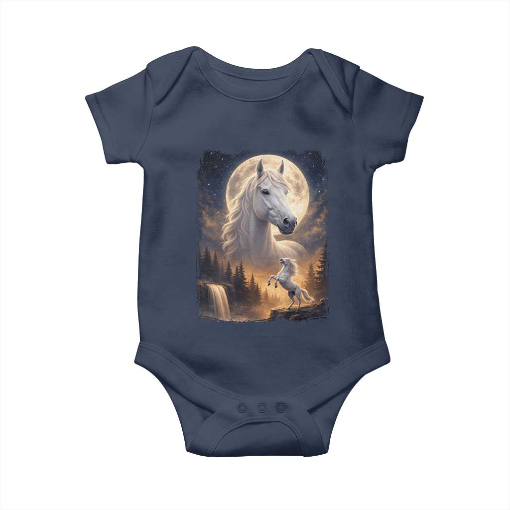 Horse Neighing To The Moon Baby Onesie Vintage 90s Animal Horse Lover Equestrian
